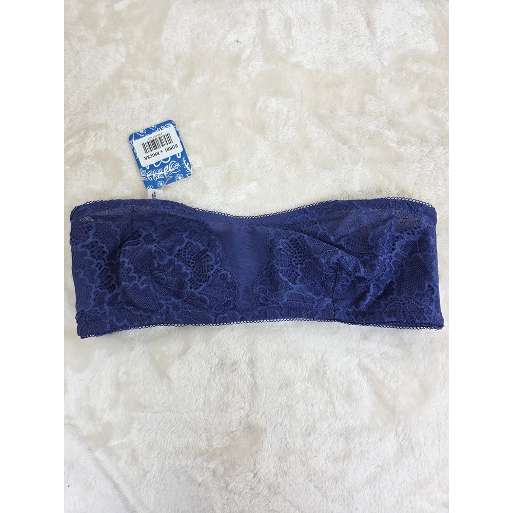 Intimately Free People Blue Lace Bandeau Bra Strapless Floral NWT XS